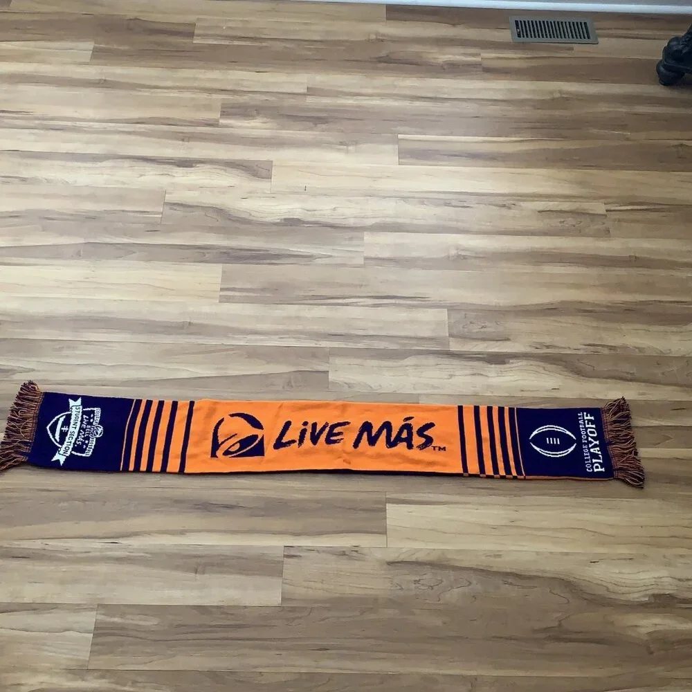 Taco Bell College Football Playoff Scarf Clemson Acrylic Orange Purple NWT